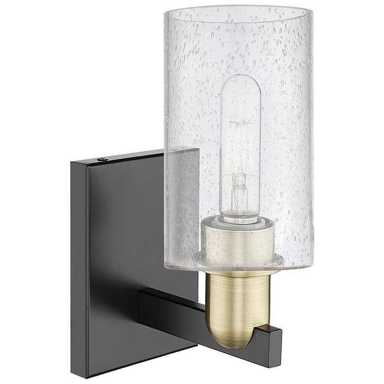Image 2 Arcadia Clymer 11" High Black Antique Brass Sconce With Seedy Shade more views