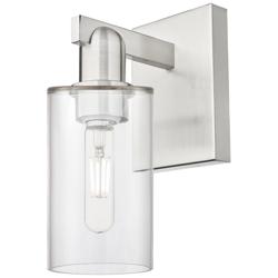 Arcadia Clymer 11" High Brushed Satin Nickel Sconce With Clear Shade