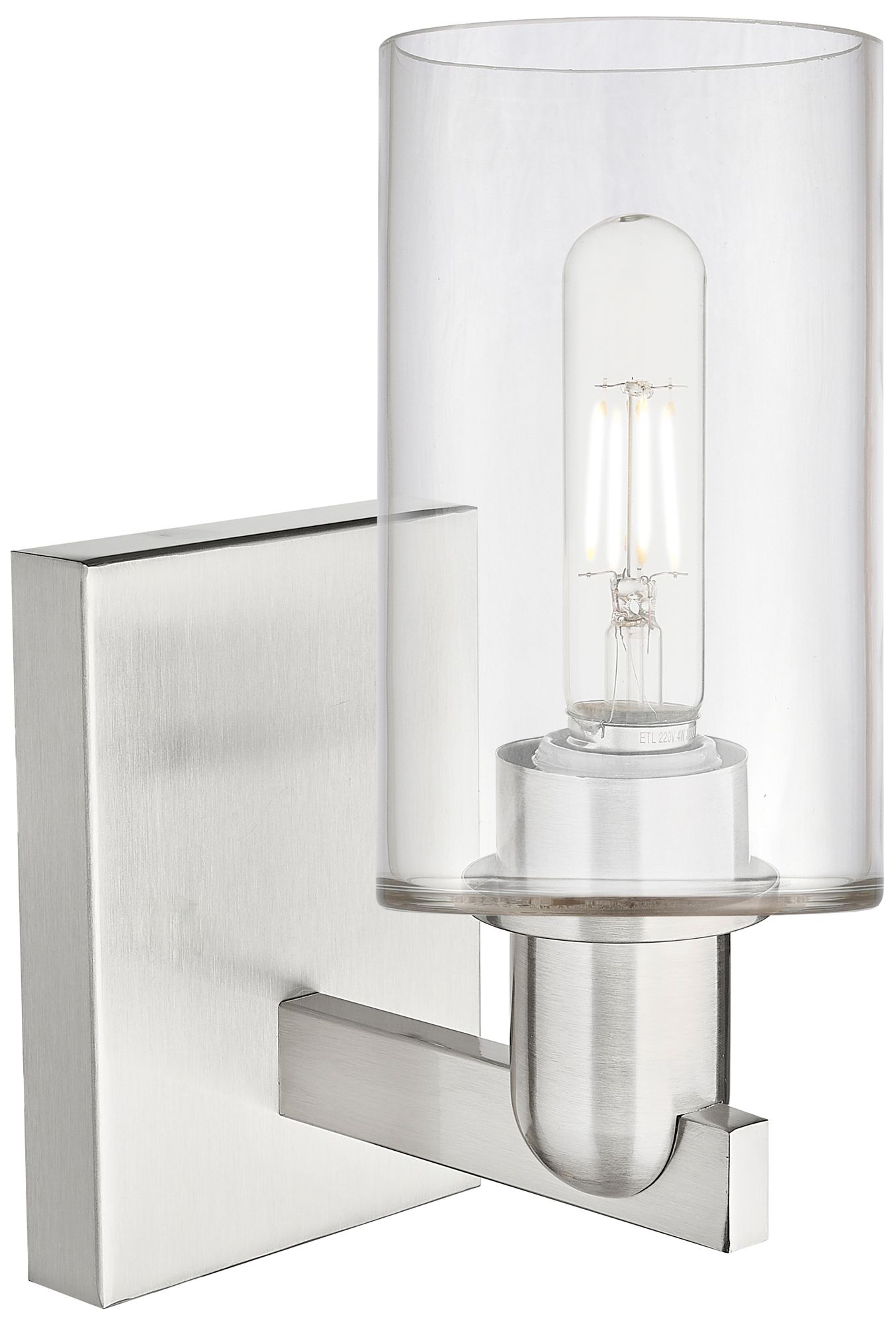 Image 2 Arcadia Clymer 11" High Brushed Satin Nickel Sconce With Clear Shade more views