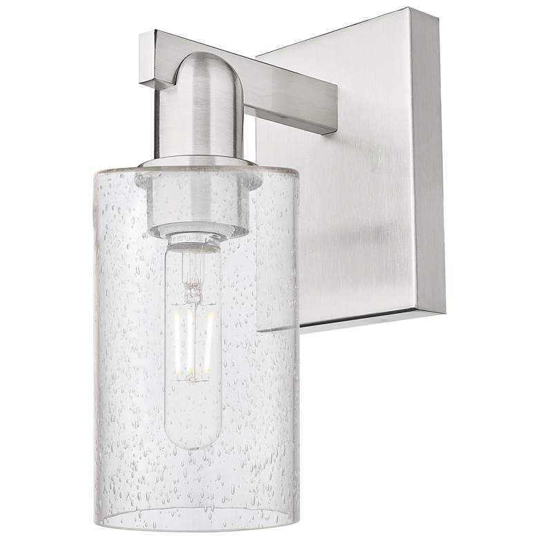 Image 1 Arcadia Clymer 11" High Brushed Satin Nickel Sconce With Seedy Shade