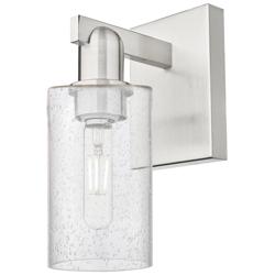 Arcadia Clymer 11" High Brushed Satin Nickel Sconce With Seedy Shade