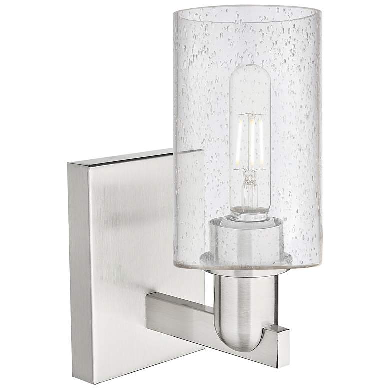 Image 2 Arcadia Clymer 11" High Brushed Satin Nickel Sconce With Seedy Shade more views