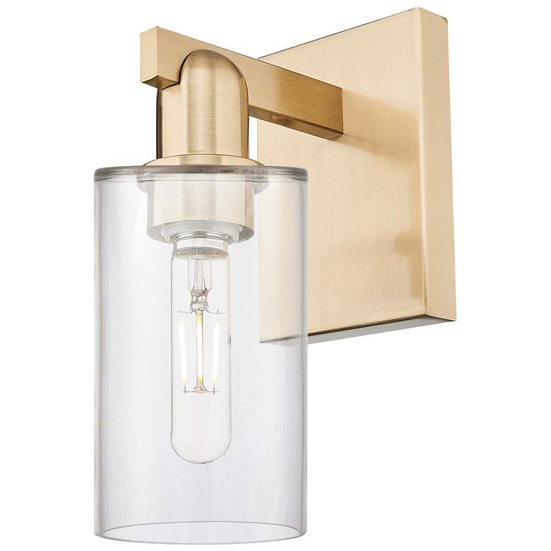 Image 1 Arcadia Clymer 11" High Champagne Bronze Sconce With Clear Shade