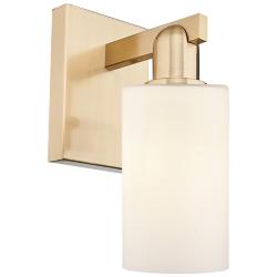 Arcadia Clymer 11" High Champagne Bronze Sconce With Matte White Shade