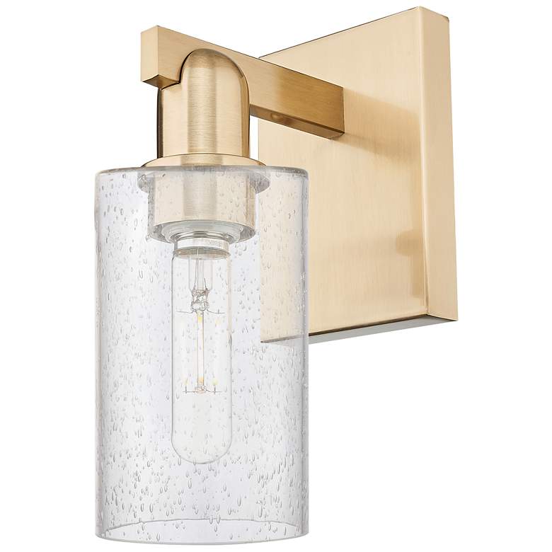 Image 1 Arcadia Clymer 11" High Champagne Bronze Sconce With Seedy Shade