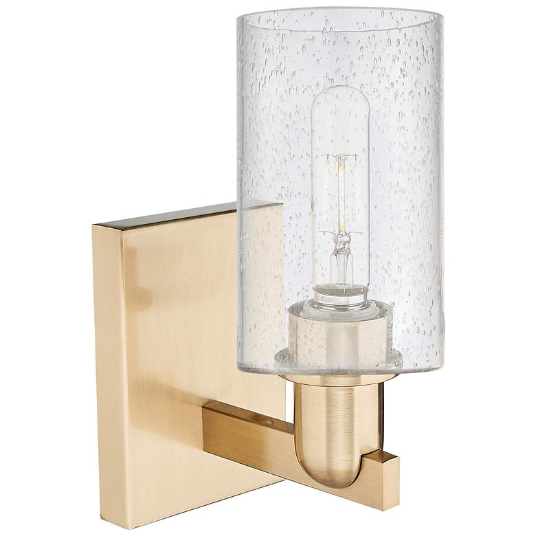 Image 2 Arcadia Clymer 11" High Champagne Bronze Sconce With Seedy Shade more views