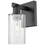 1_Arcadia Clymer 11" High Matte Black Sconce With Clear Shade