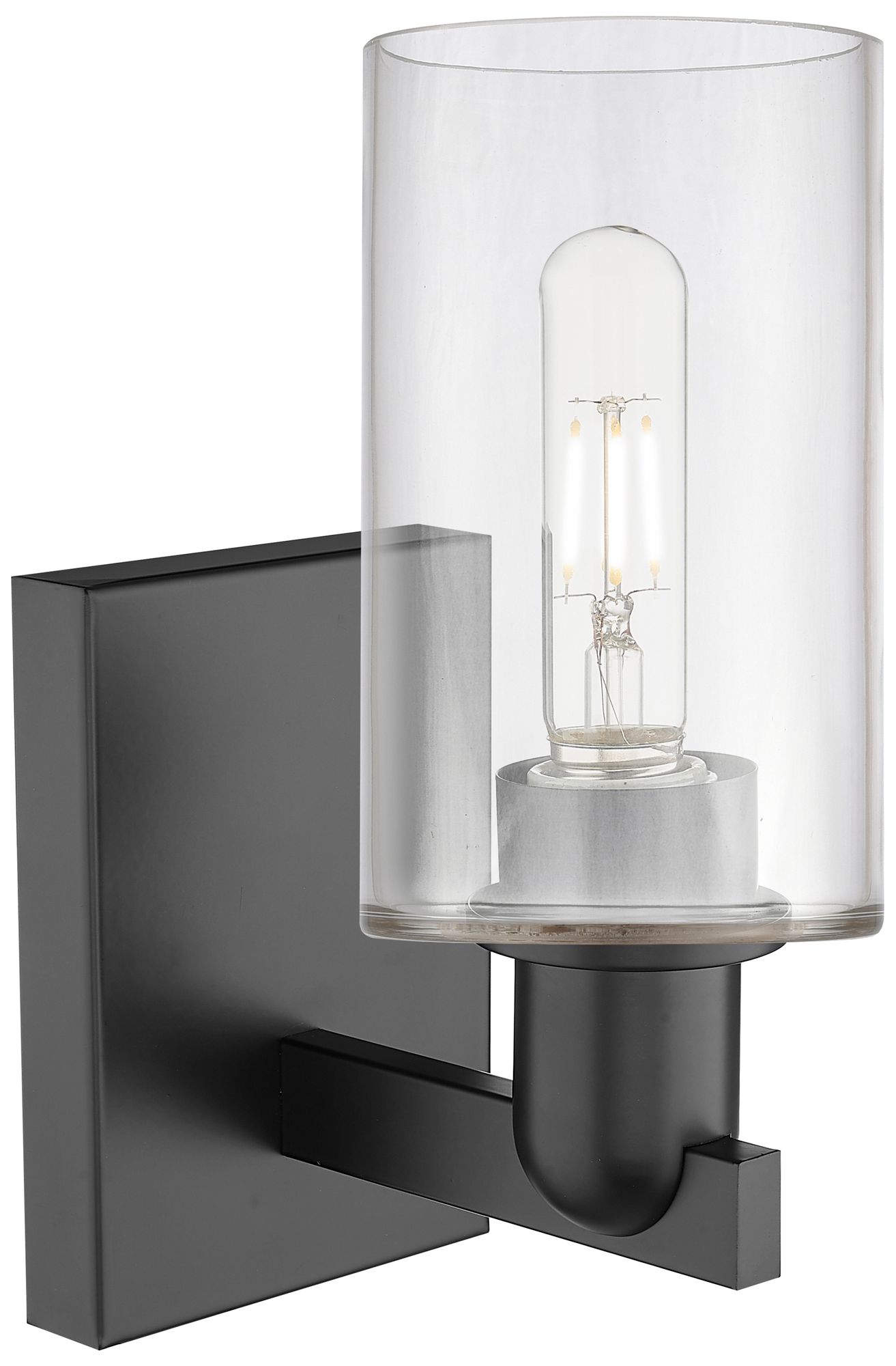 Image 2 Arcadia Clymer 11" High Matte Black Sconce With Clear Shade more views