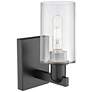 2_Arcadia Clymer 11" High Matte Black Sconce With Clear Shade more views
