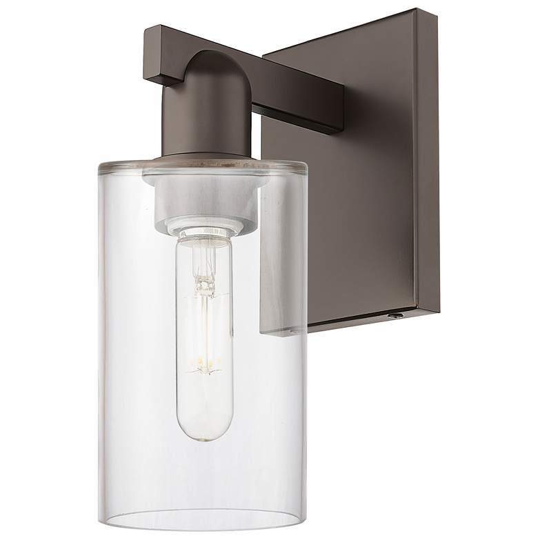 Image 1 Arcadia Clymer 11" High Oil Rubbed Bronze Sconce With Clear Shade