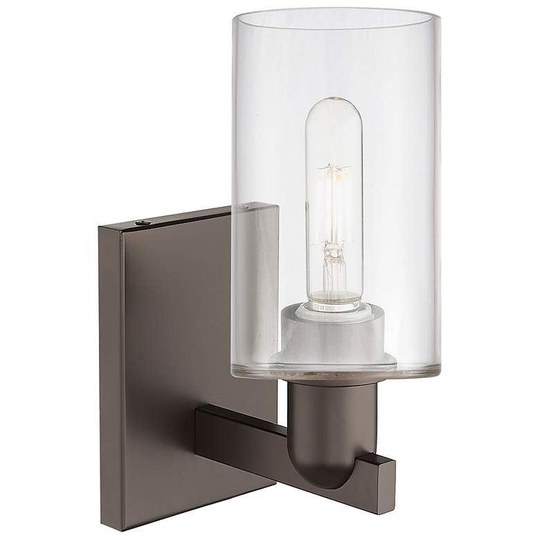 Image 2 Arcadia Clymer 11" High Oil Rubbed Bronze Sconce With Clear Shade more views