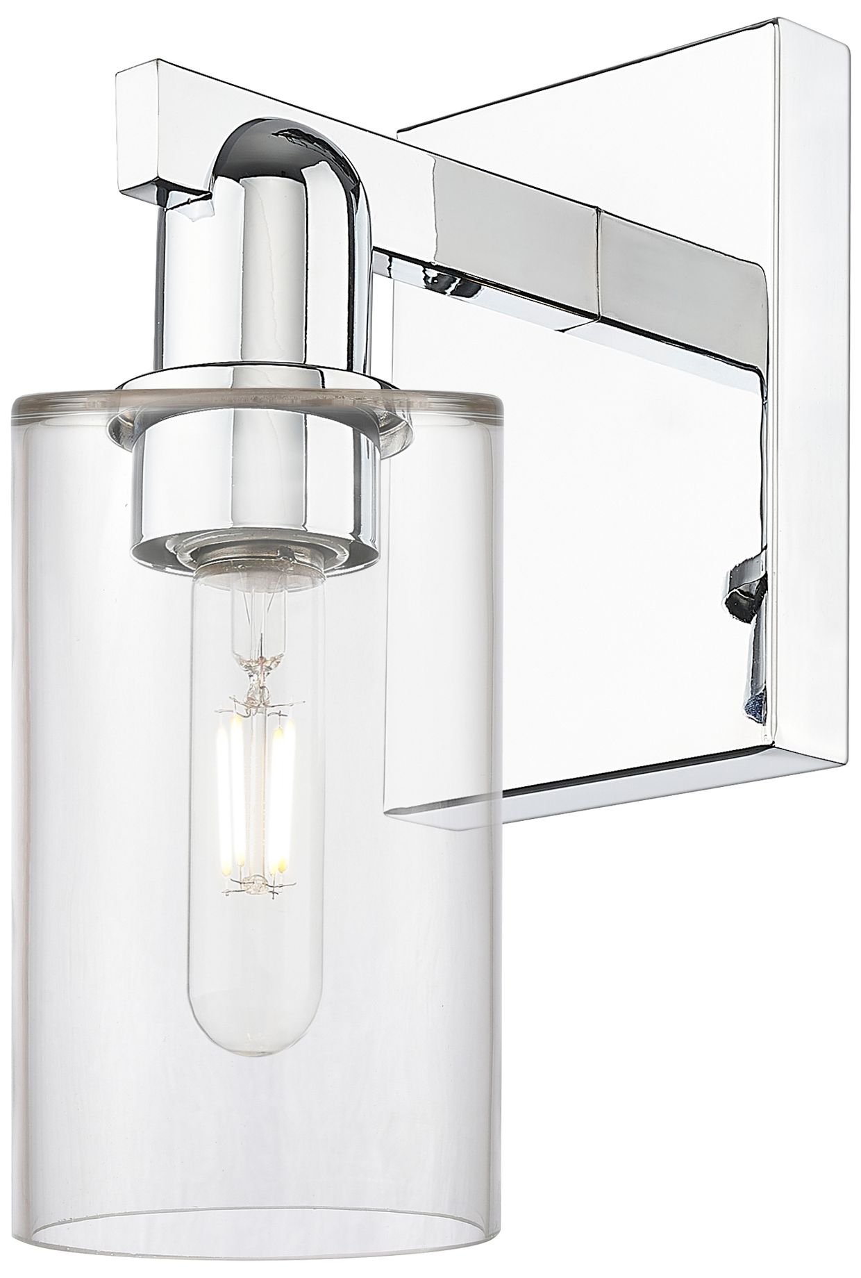 Arcadia Clymer 11" High Polished Chrome Sconce With Clear Shade