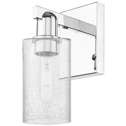 Arcadia Clymer 11" High Polished Chrome Sconce With Seedy Shade