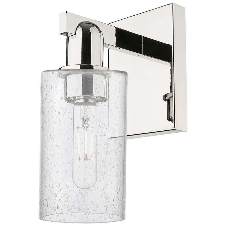 Image 1 Arcadia Clymer 11" High Polished Nickel Sconce With Seedy Shade