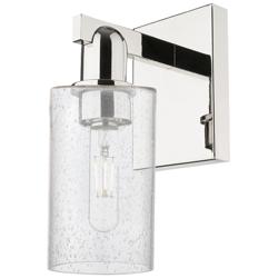 Arcadia Clymer 11" High Polished Nickel Sconce With Seedy Shade