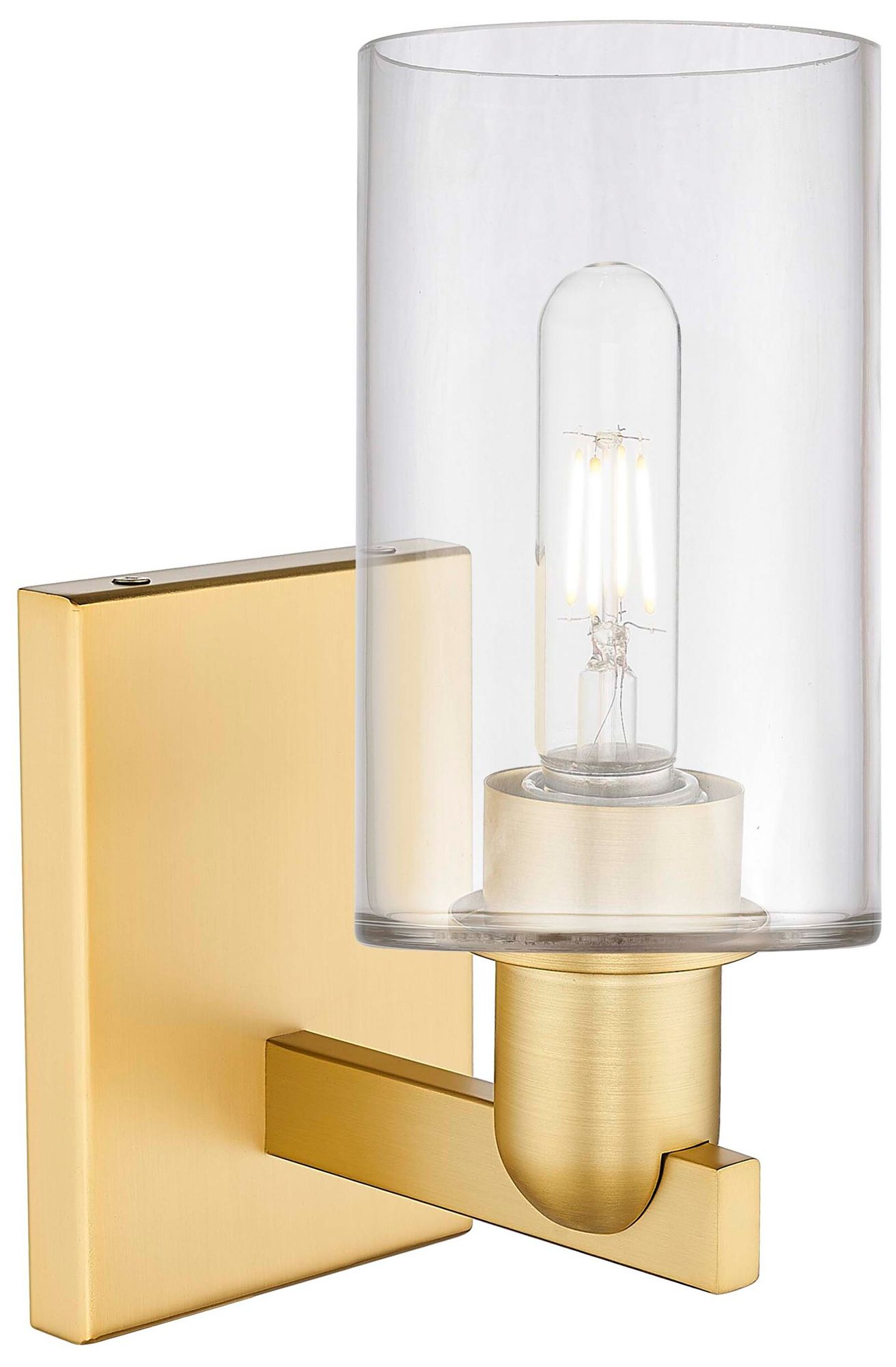 Image 2 Arcadia Clymer 11" High Satin Gold Sconce With Clear Shade more views