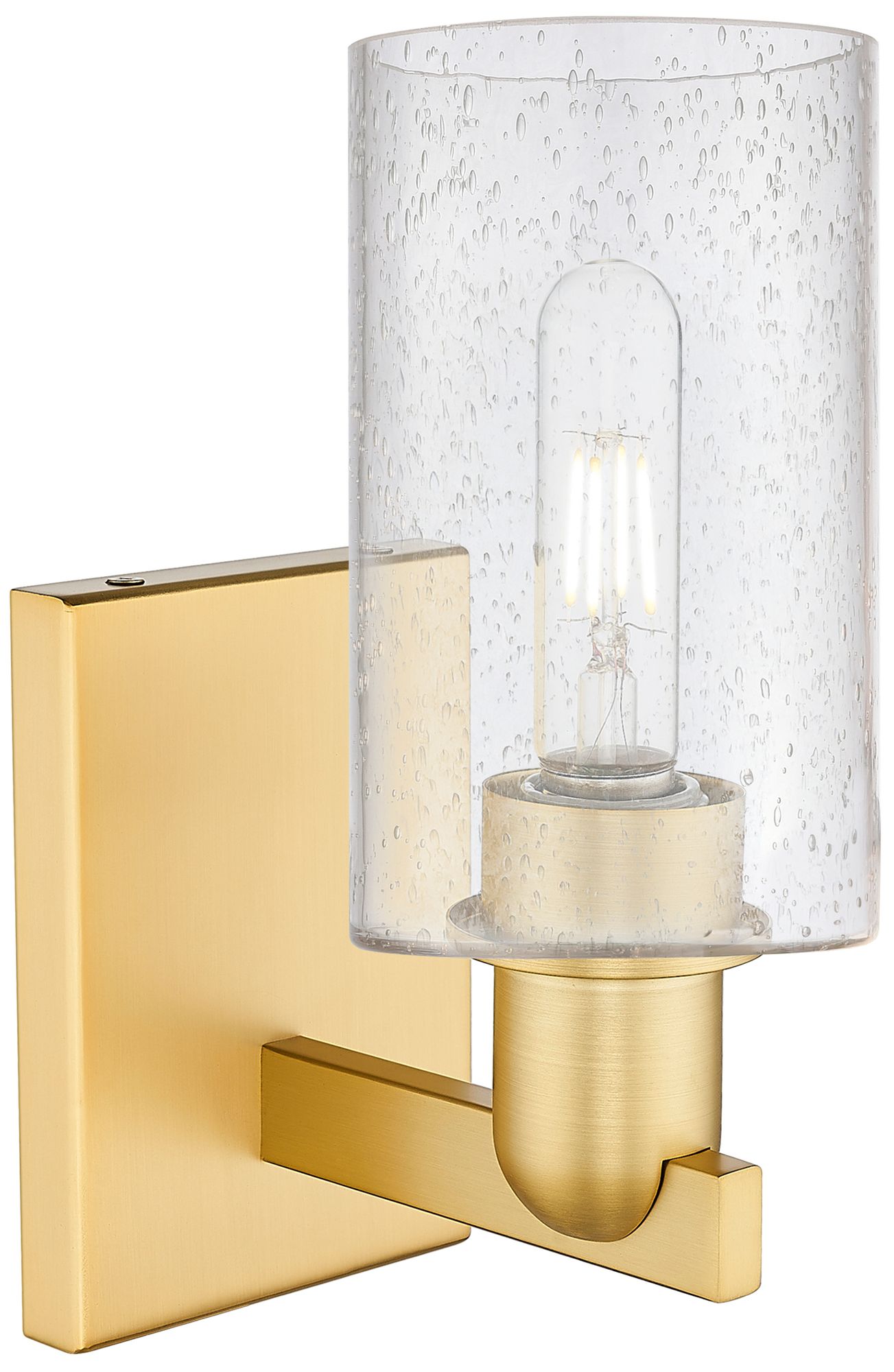 Image 2 Arcadia Clymer 11" High Satin Gold Sconce With Seedy Shade more views