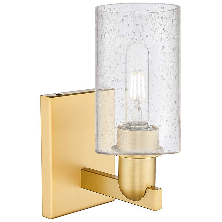 Image 2 Arcadia Clymer 11" High Satin Gold Sconce With Seedy Shade more views