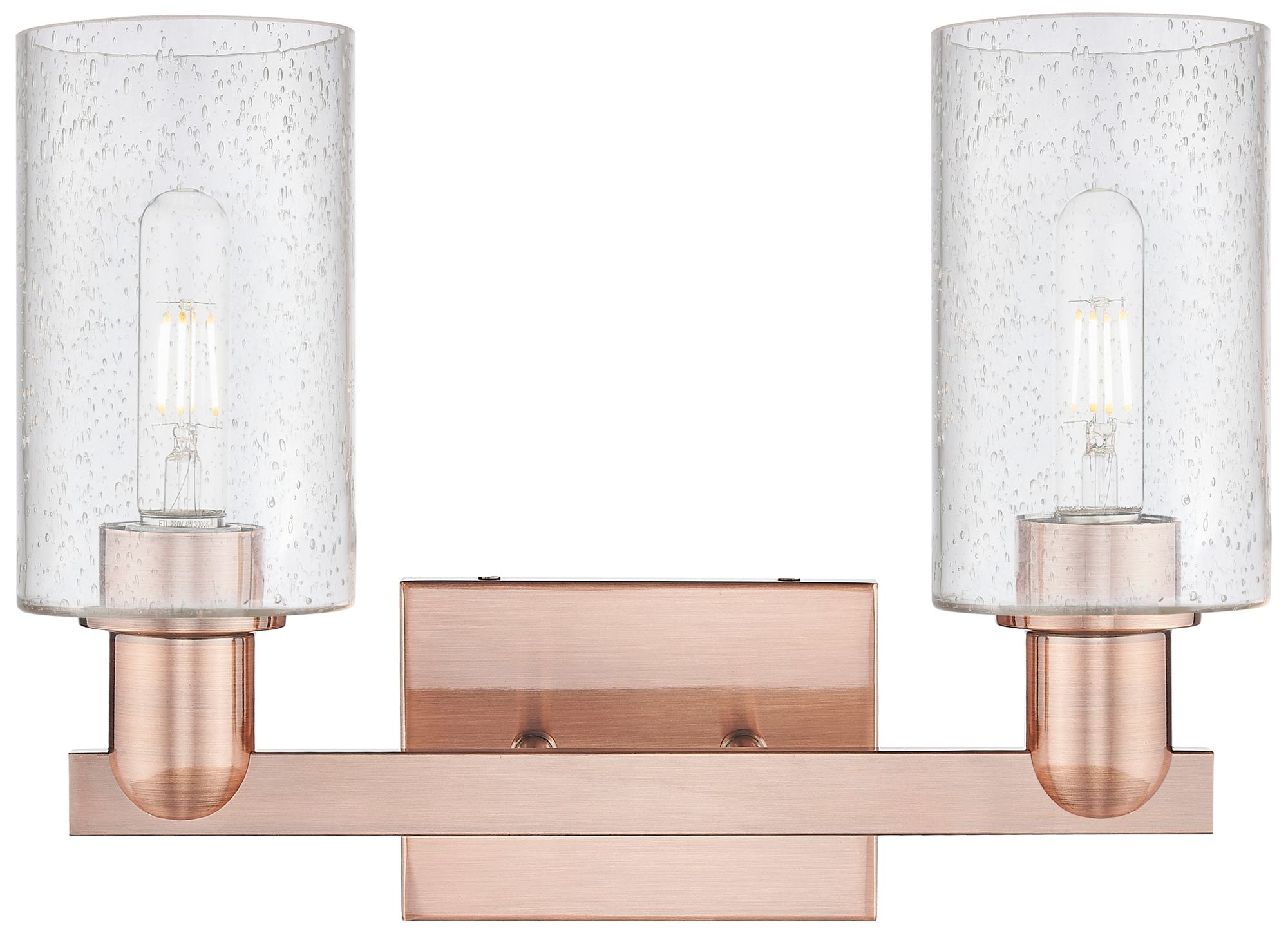 Image 2 Arcadia Clymer 15"W 2 Light Copper Vanity Light With Seedy Shade more views