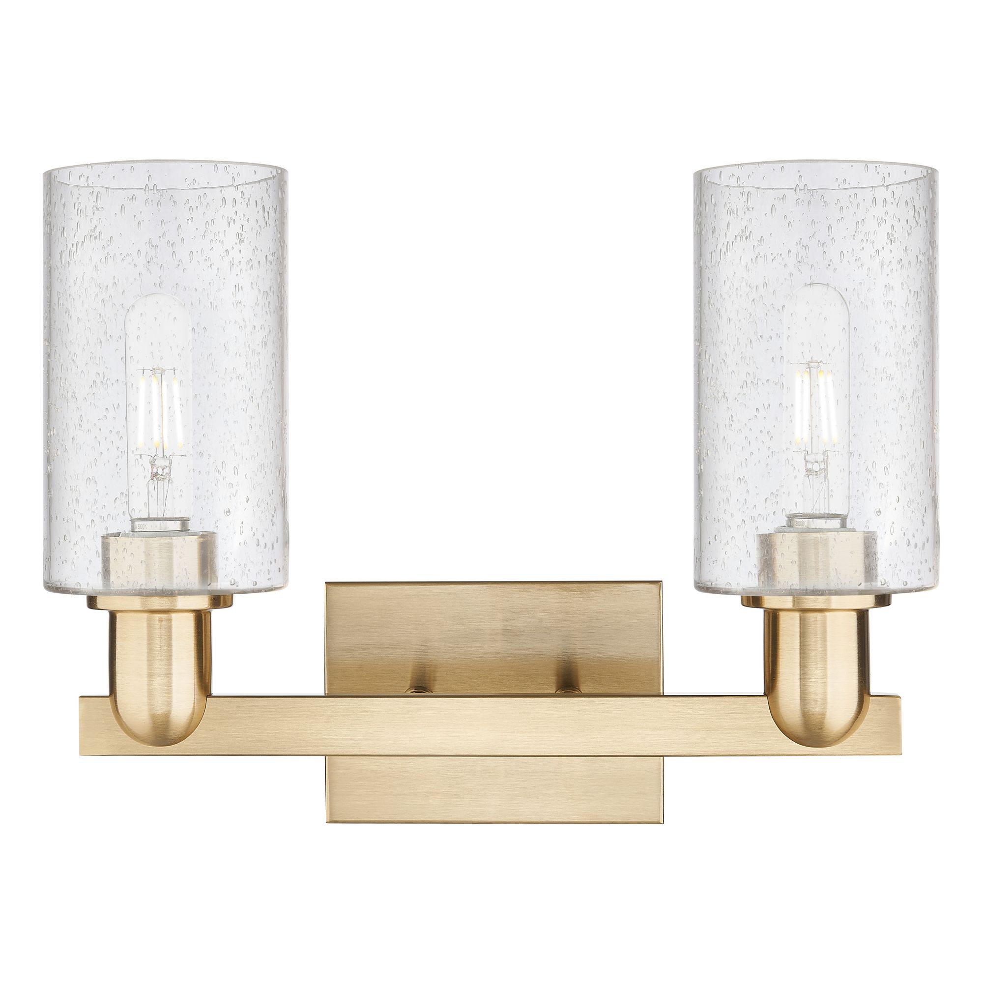 Image 2 Arcadia Clymer 15"W 2 Light Bronze Vanity Light w/ Seedy Shade more views