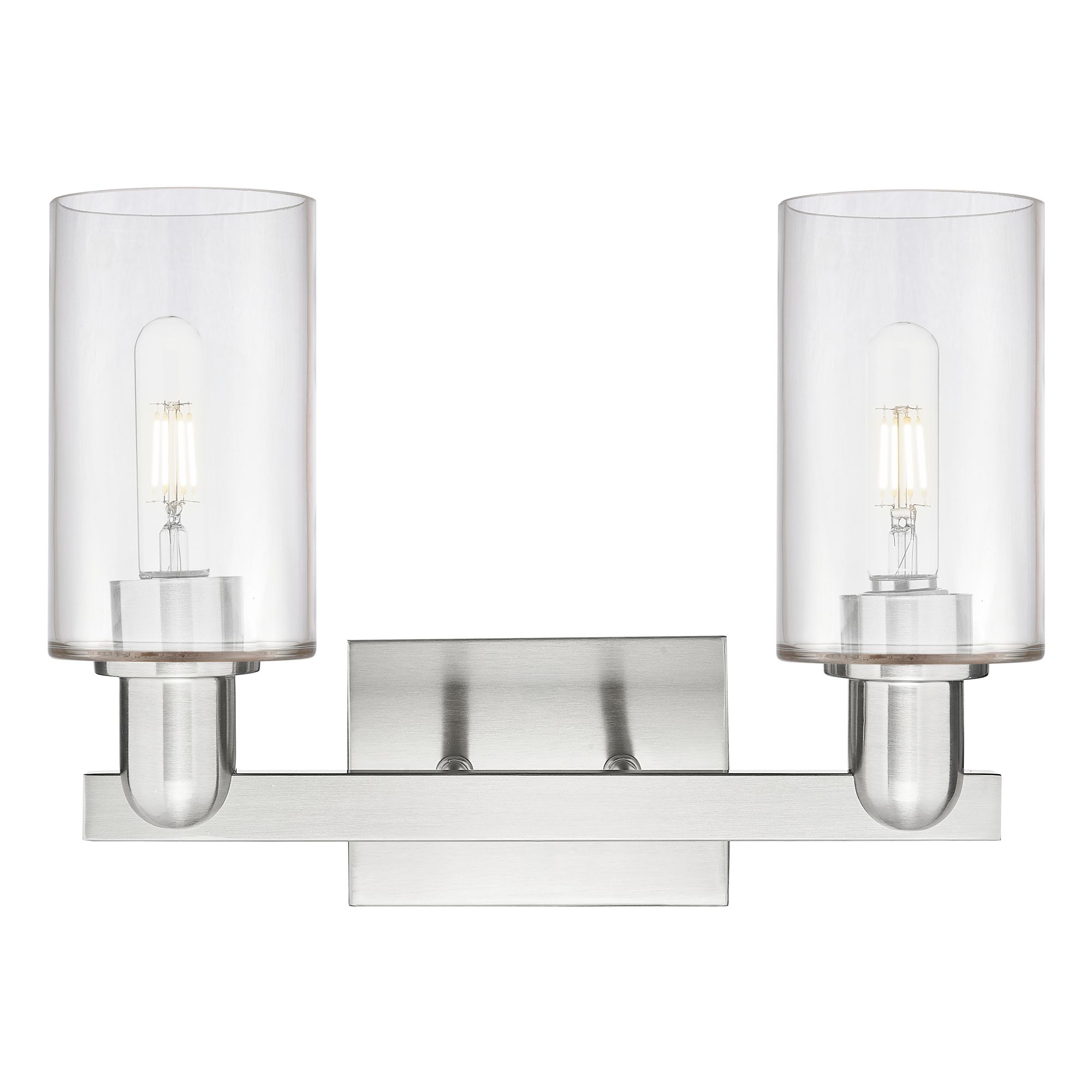 Image 2 Arcadia Clymer 15"W 2 Light Brushed Nickel Vanity Light w/ Clear Shade more views