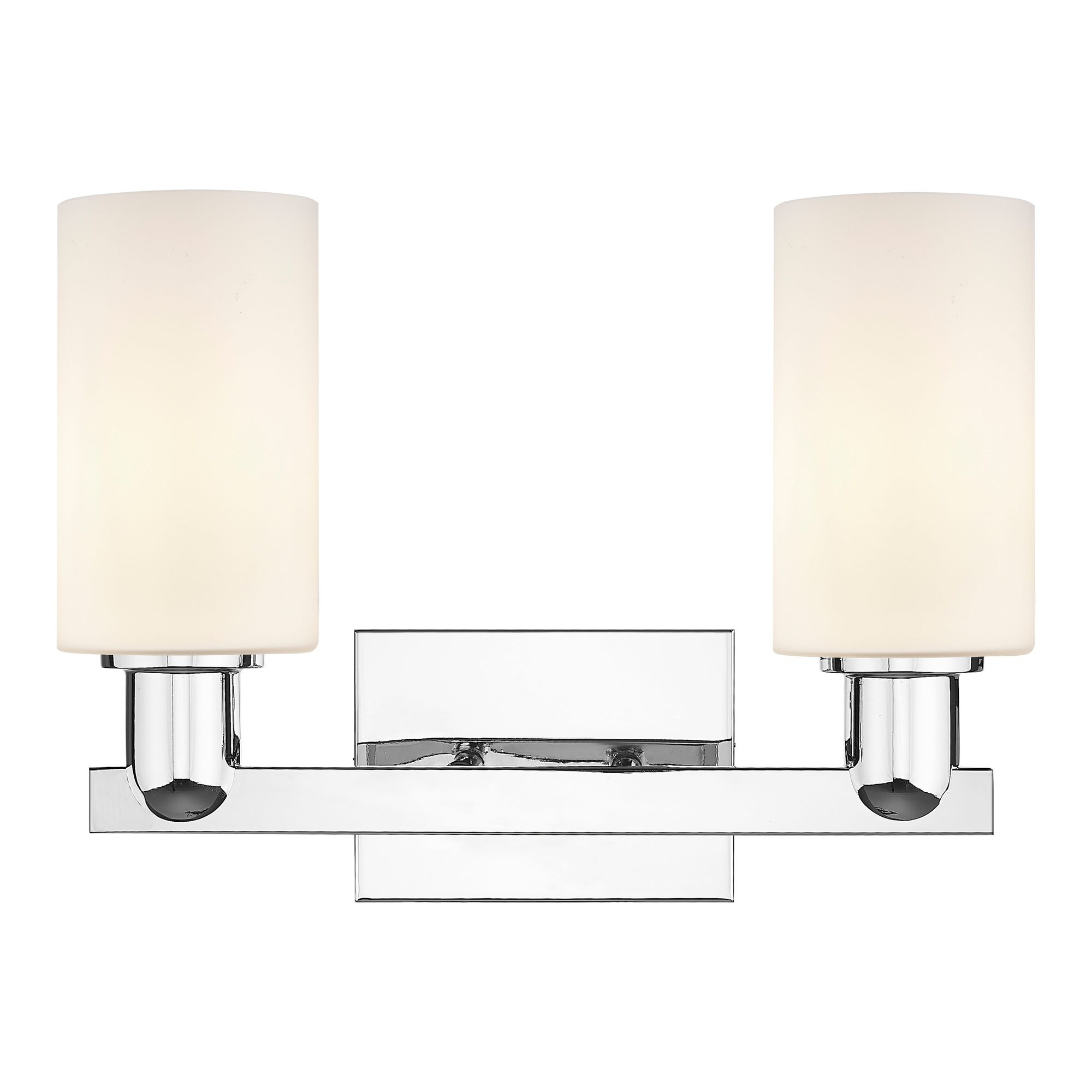Image 2 Arcadia Clymer 15"W 2 Light Chrome Vanity Light w/ Matte White Shade more views