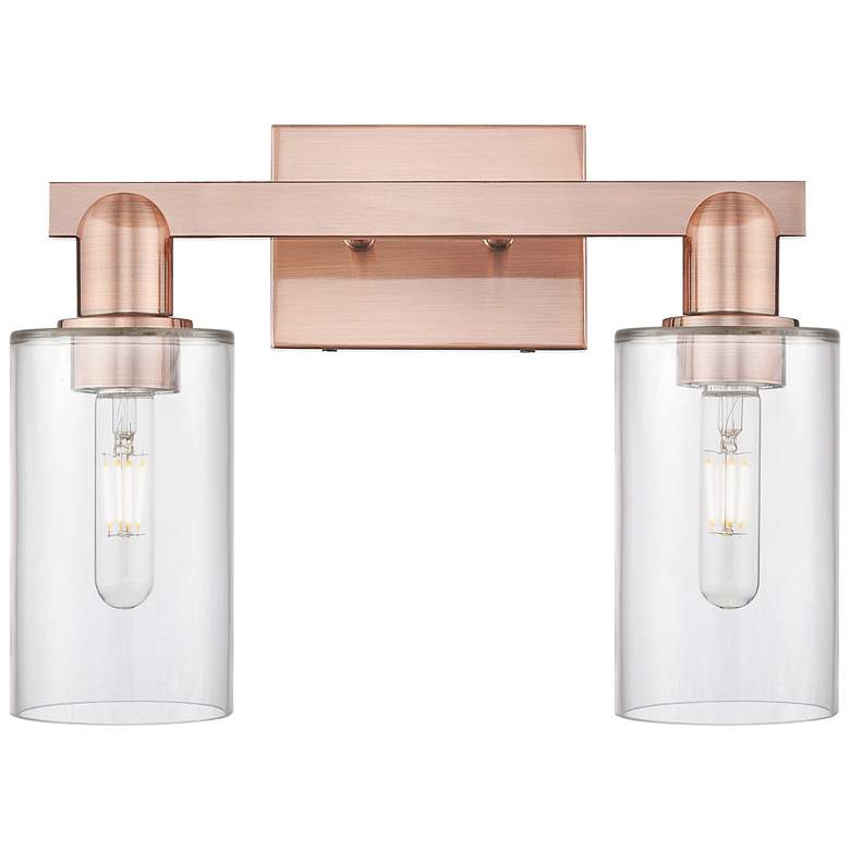 Image 1 Arcadia Clymer 15"W 2 Light Copper Vanity Light With Clear Shade