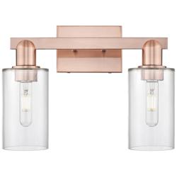 Arcadia Clymer 15"W 2 Light Copper Vanity Light With Clear Shade