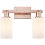 1_Arcadia Clymer 15"W 2 Light Copper Vanity Light With Matte White Shade