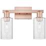 1_Arcadia Clymer 15"W 2 Light Copper Vanity Light With Seedy Shade