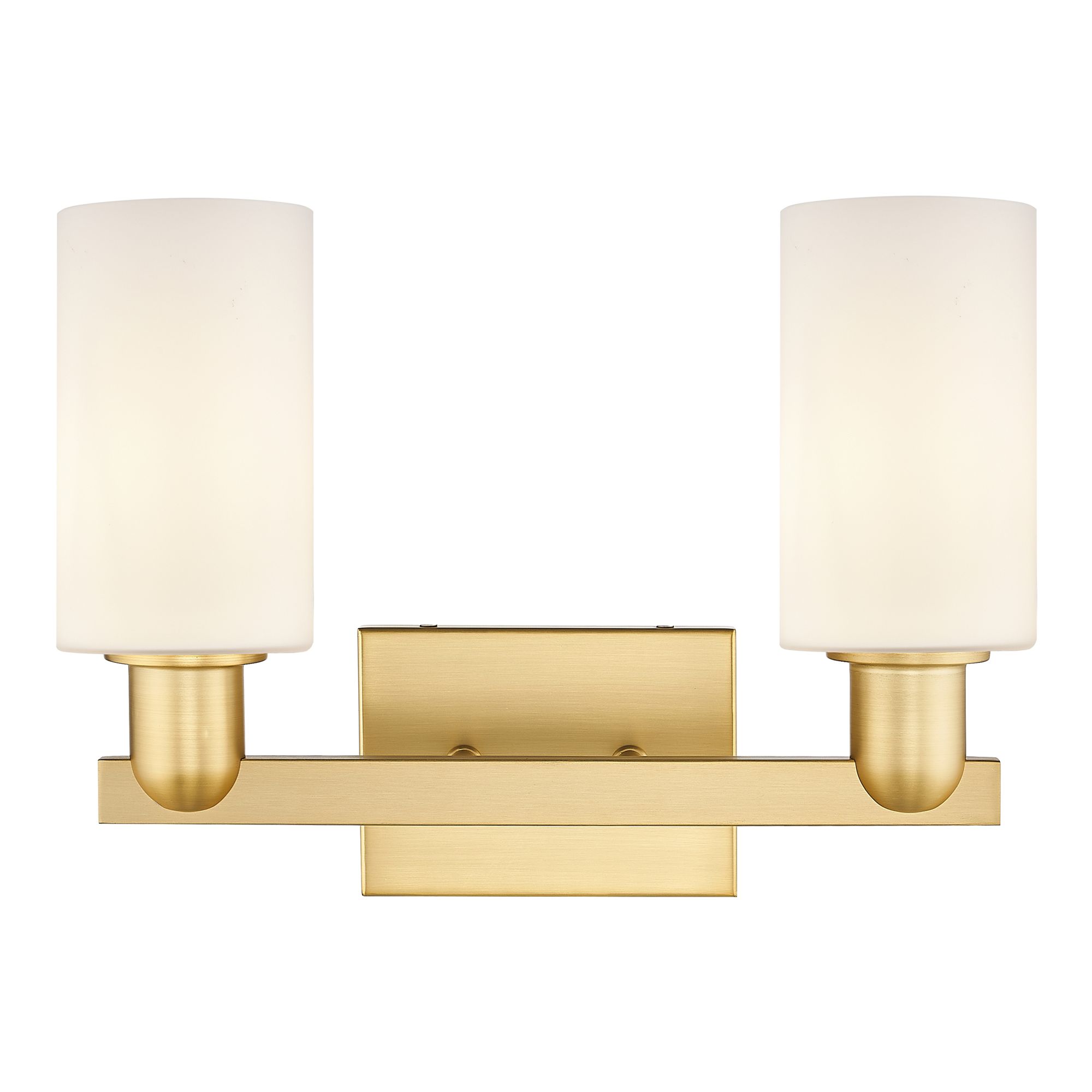 Image 2 Arcadia Clymer 15"W 2 Light Gold Vanity Light w/ Matte White Shade more views