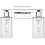 1_Arcadia Clymer 15"W 2 Light Polished Chrome Bath Light w/ Clear Shade