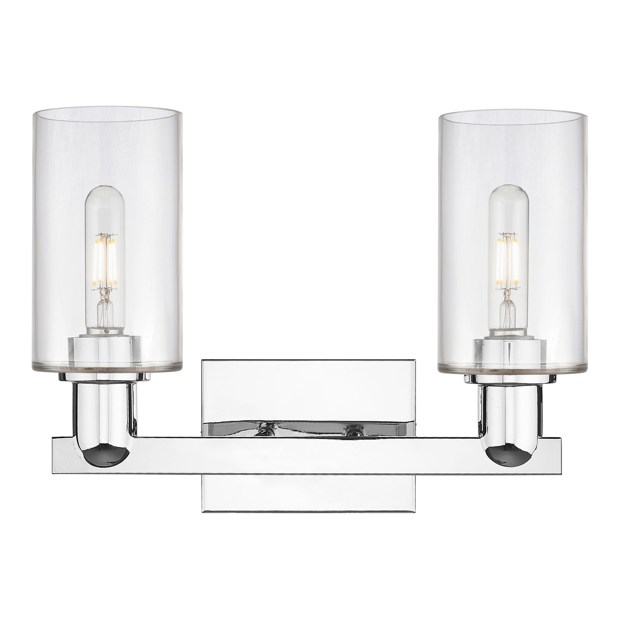 Image 2 Arcadia Clymer 15"W 2 Light Polished Chrome Bath Light w/ Clear Shade more views