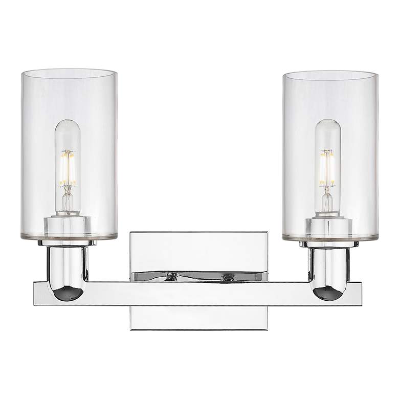 Image 2 Arcadia Clymer 15"W 2 Light Polished Chrome Bath Light w/ Clear Shade more views