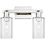 1_Arcadia Clymer 15"W 2 Light Polished Nickel Bath Light w/ Clear Shade