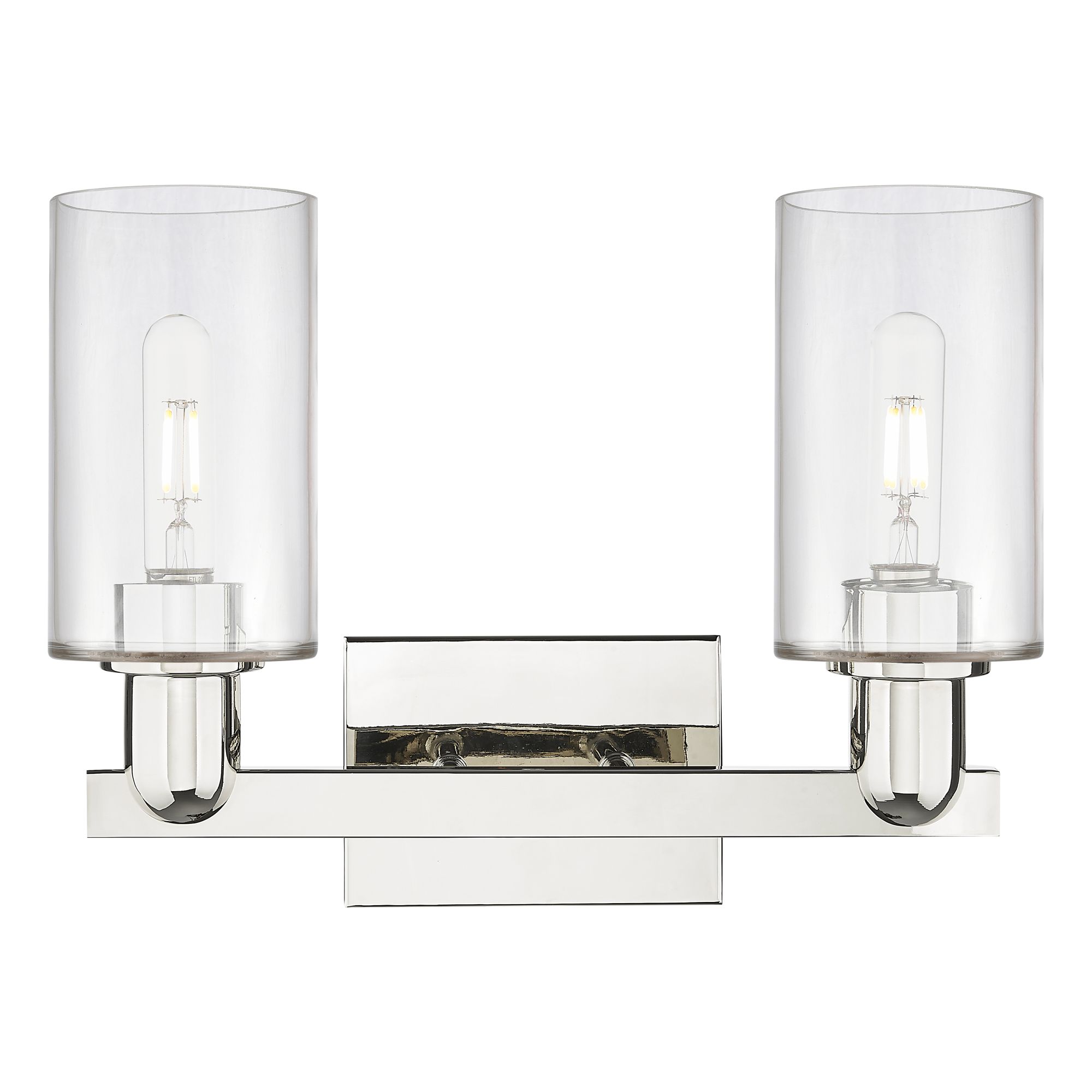 Image 2 Arcadia Clymer 15"W 2 Light Polished Nickel Bath Light w/ Clear Shade more views