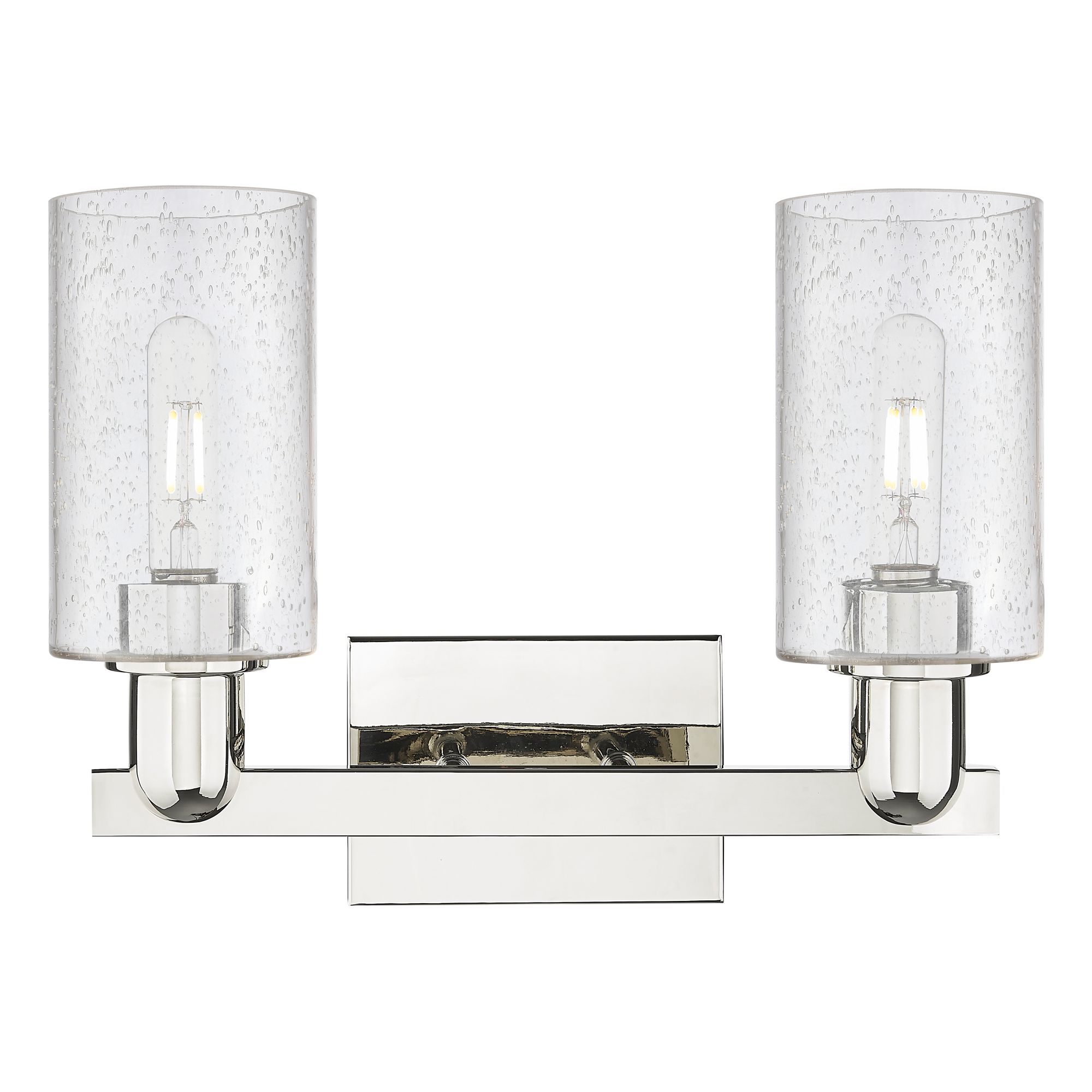 Image 2 Arcadia Clymer 15"W 2 Light Polished Nickel Bath Light w/ Seedy Shade more views