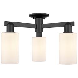 Arcadia Clymer 21"W 3 Light Black Semi-Flush w/ Matte White Shade