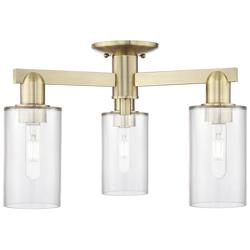 Arcadia Clymer 21"W 3 Light Brass Semi.Flush Mount With Clear Shade