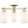 Arcadia Clymer 21"W 3 Light Brass Semi-Flush w/ Matte White Shade