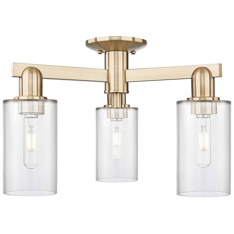 Image 1 Arcadia Clymer 21"W 3 Light Bronze Semi.Flush Mount w/ Clear Shade