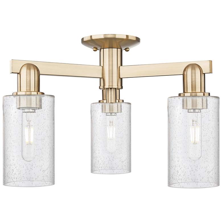 Image 1 Arcadia Clymer 21"W 3 Light Bronze Semi.Flush Mount w/ Seedy Shade