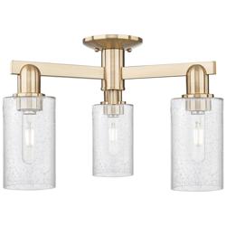 Arcadia Clymer 21"W 3 Light Bronze Semi.Flush Mount w/ Seedy Shade