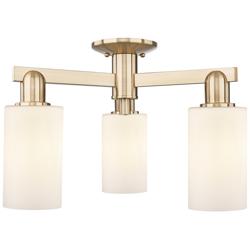 Arcadia Clymer 21"W 3 Light Bronze Semi-Flush w/ Matte White Shade