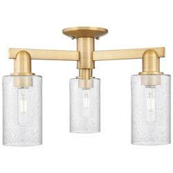 Arcadia Clymer 21"W 3 Light Brushed Brass Semi-Flush w/ Seedy Shade