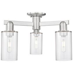 Arcadia Clymer 21"W 3 Light Brushed Nickel Semi-Flush w/ Clear Shade