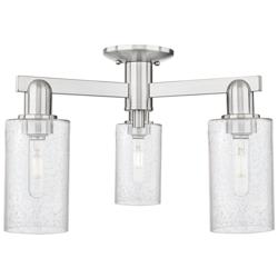 Arcadia Clymer 21"W 3 Light Brushed Nickel Semi-Flush w/ Seedy Shade