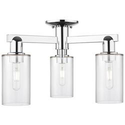 Arcadia Clymer 21"W 3 Light Chrome Semi.Flush Mount w/ Clear Shade
