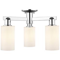 Arcadia Clymer 21"W 3 Light Chrome Semi-Flush w/ Matte White Shade