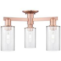 Arcadia Clymer 21"W 3 Light Copper Semi.Flush Mount With Clear Shade